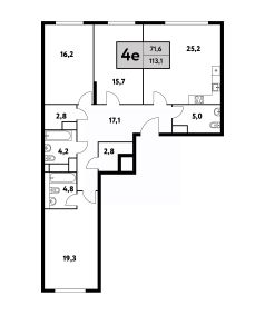 4-комн.кв., 113 м², этаж 26