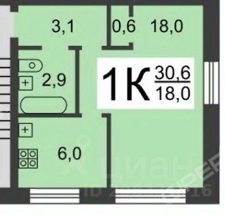 Продается1-комн.квартира,30,7м²