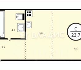 студия, 23 м², этаж 15