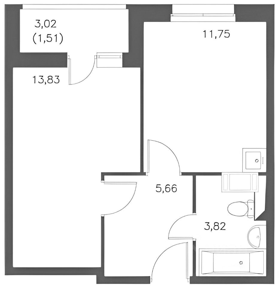 Планировка этой квартиры по данным Циан