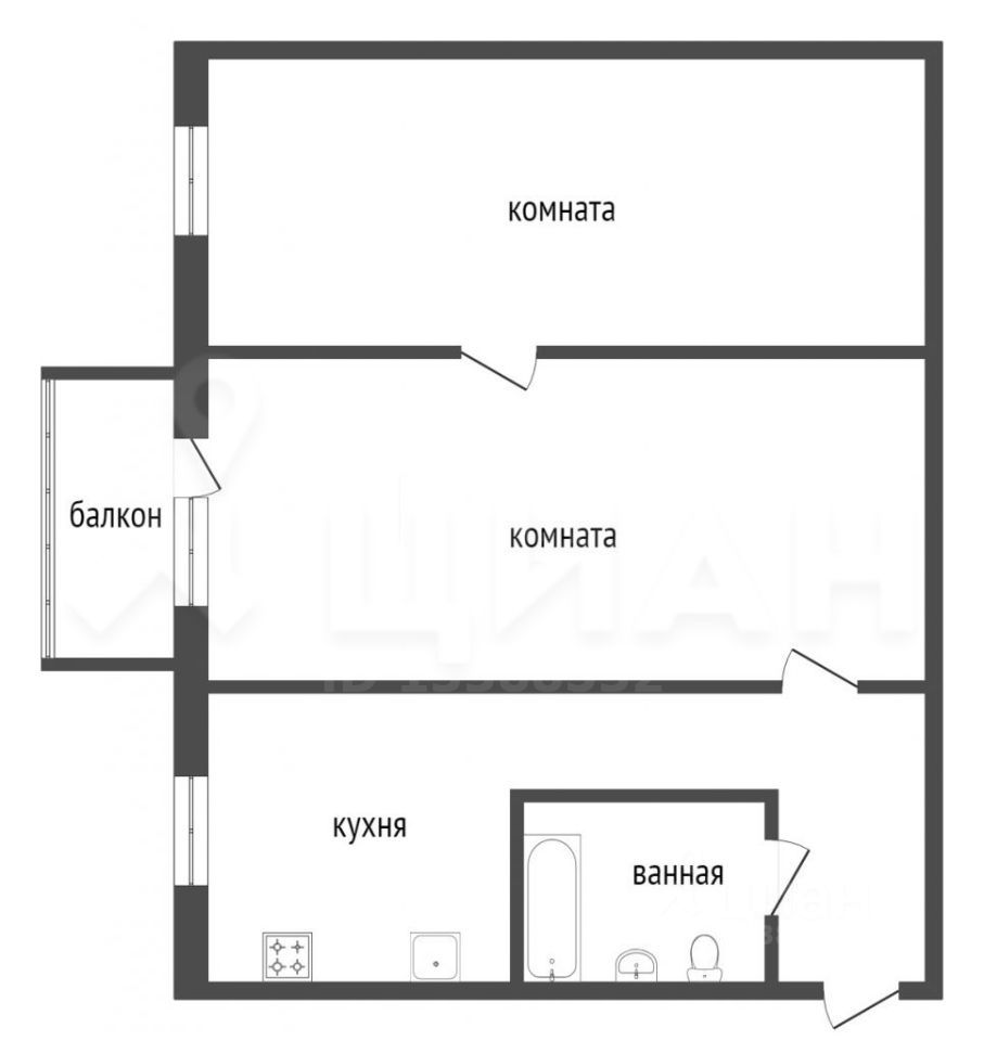 Продажа двухкомнатной квартиры 48,1м² ул. Капитана Копытова, 21, Мурманск, Мурманская  область - база ЦИАН, объявление 298363876