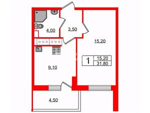 1-комн.кв., 32 м², этаж 12