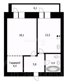 1-комн.кв., 46 м², этаж 9