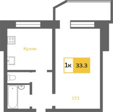 1-комн.кв., 35 м², этаж 17