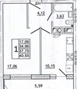 1-комн.кв., 41 м², этаж 4