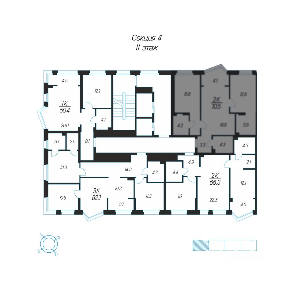 Продаю трехкомнатную квартиру 82,7м² ул. Михеева, 9А, Тула, Тульская  область - база ЦИАН, объявление 298476917