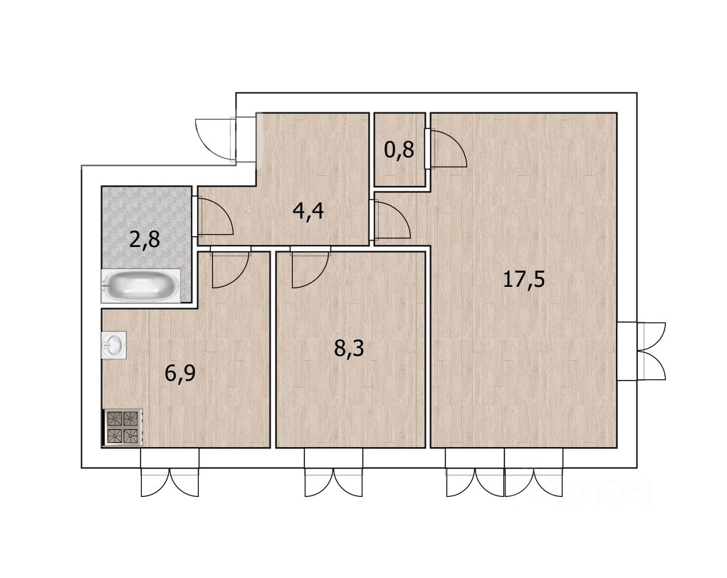 Купить двухкомнатную квартиру 40,7м² Дагестанская ул., 7, Уфа, Башкортостан  респ. - база ЦИАН, объявление 293651904