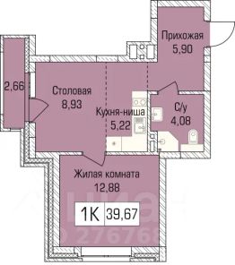 1-комн.кв., 39 м², этаж 4