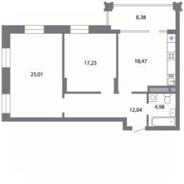 2-комн.кв., 82 м², этаж 5
