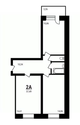 2-комн.кв., 57 м², этаж 5