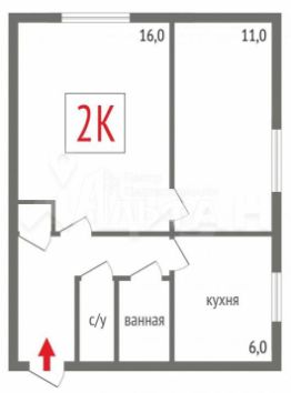 2-комн.кв., 42 м², этаж 3