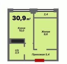 1-комн.кв., 31 м², этаж 9