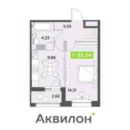 1-комн.кв., 35 м², этаж 12