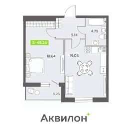 1-комн.кв., 49 м², этаж 1