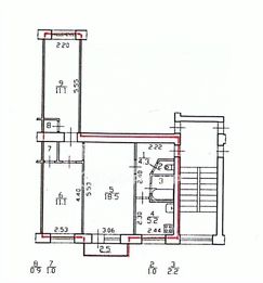 3-комн.кв., 55 м², этаж 2