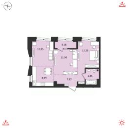 3-комн.кв., 58 м², этаж 13