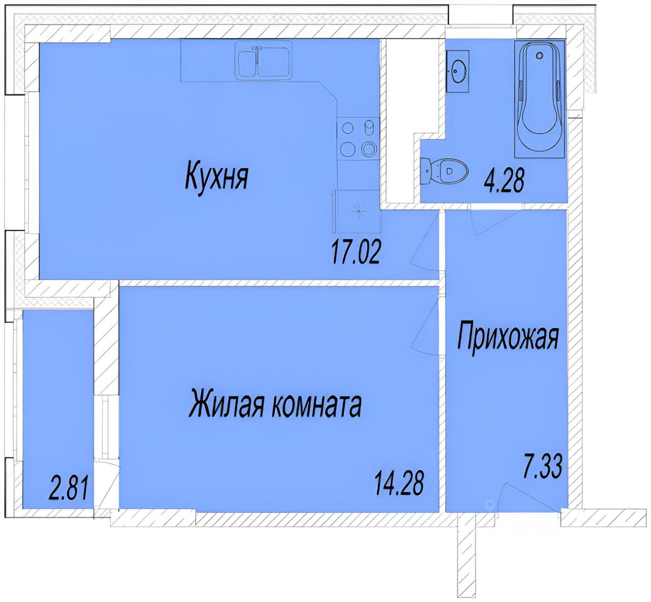 Планировка этой квартиры по данным Циан