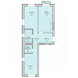 2-комн.кв., 65 м², этаж 1