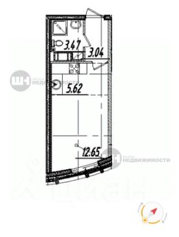 студия, 25 м², этаж 6