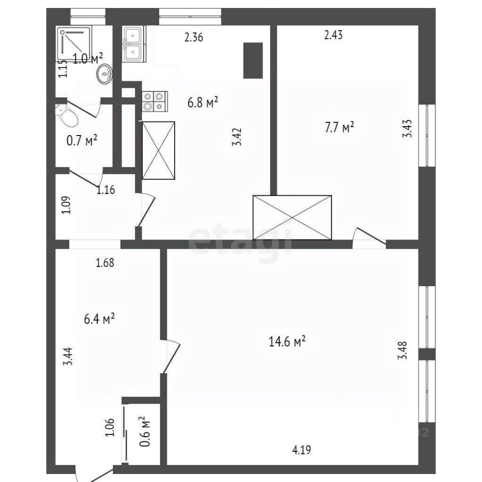 Продаю двухкомнатную квартиру 37,8м² пер. Строителей, 3, Харовск,  Вологодская область, Харовский район - база ЦИАН, объявление 294216377