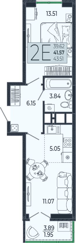 студия, 42 м², этаж 10