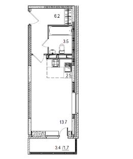 1-комн.кв., 30 м², этаж 13