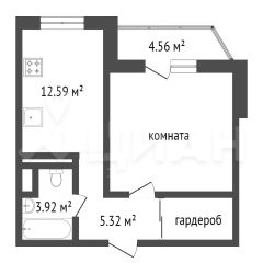 1-комн.кв., 44 м², этаж 8