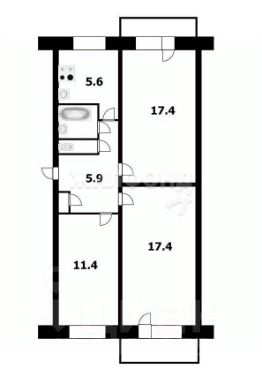 3-комн.кв., 62 м², этаж 5