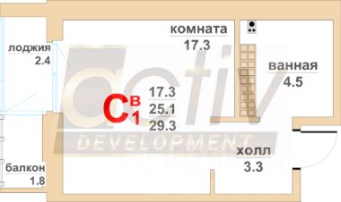 1-комн.кв., 25 м², этаж 4