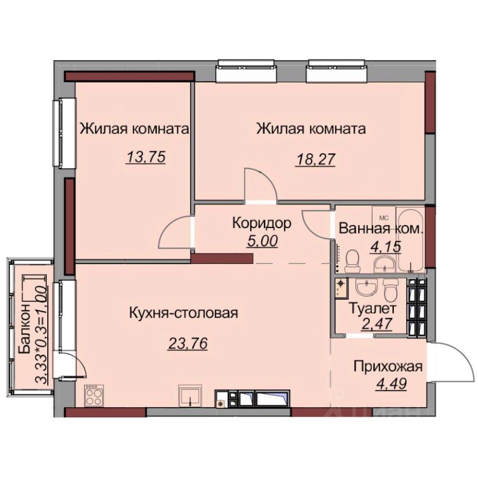 Купить 2-комнатную квартиру в готовых новостройках в микрорайоне Буммаш в  городе Ижевск, цена на официальном сайте от застройщика, продажа  2-комнатных квартир в сданных новостройках в микрорайоне Буммаш в городе  Ижевск. Найдено 1