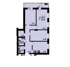 3-комн.кв., 84 м², этаж 20