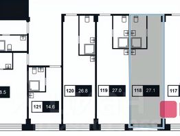 апарт.-студия, 27 м², этаж 2