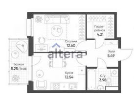 2-комн.кв., 44 м², этаж 3