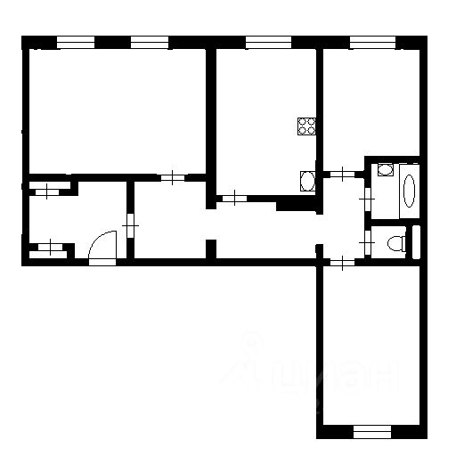 Планировка этой квартиры по данным Циан