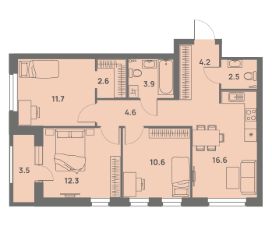 4-комн.кв., 71 м², этаж 4
