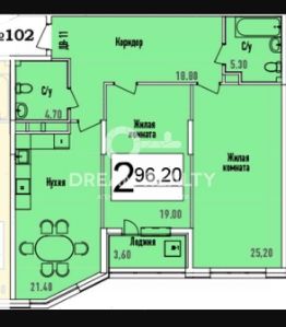 2-комн.кв., 94 м², этаж 4