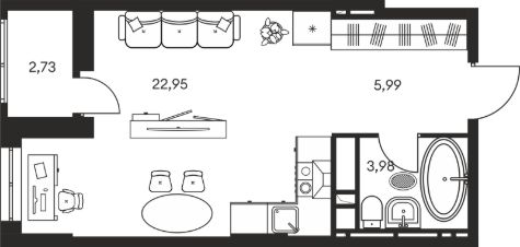 студия, 36 м², этаж 6