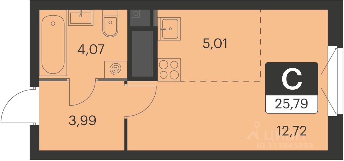 ПродаетсяСтудия,25,79м²