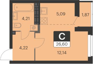 студия, 27 м², этаж 15