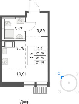 студия, 22 м², этаж 20