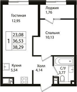 2-комн.кв., 37 м², этаж 10