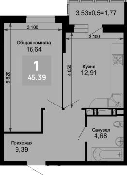 1-комн.кв., 44 м², этаж 8