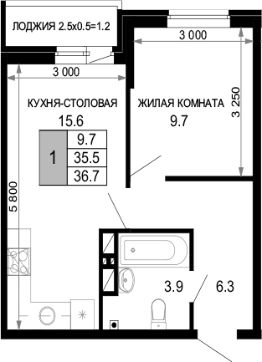 1-комн.кв., 36 м², этаж 8