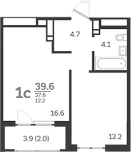 2-комн.кв., 38 м², этаж 18