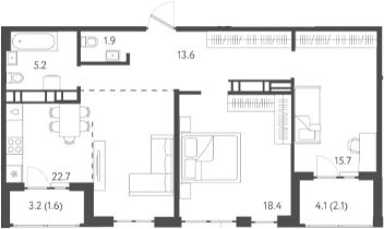 3-комн.кв., 78 м², этаж 23