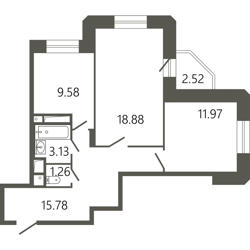 Продажа двухкомнатной квартиры 61,9м² ул. Советская, 18к2, Подольск,  Московская область, Подольск городской округ, Климовск микрорайон, м.  Подольск - база ЦИАН, объявление 294313828