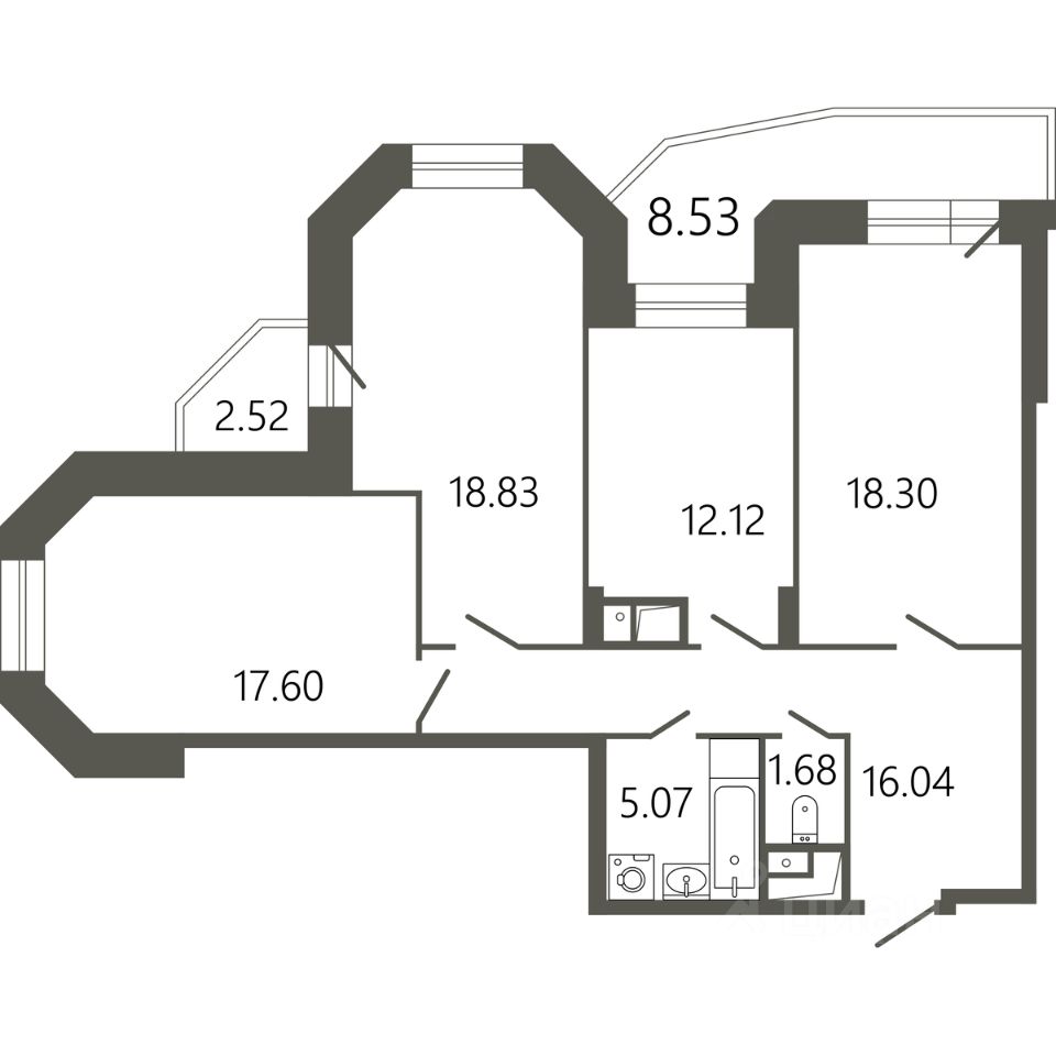 Купить трехкомнатную квартиру 93,5м² ул. Советская, 18к2, Подольск,  Московская область, Подольск городской округ, Климовск микрорайон, м.  Подольск - база ЦИАН, объявление 294156075