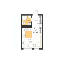 1-комн.кв., 21 м², этаж 3