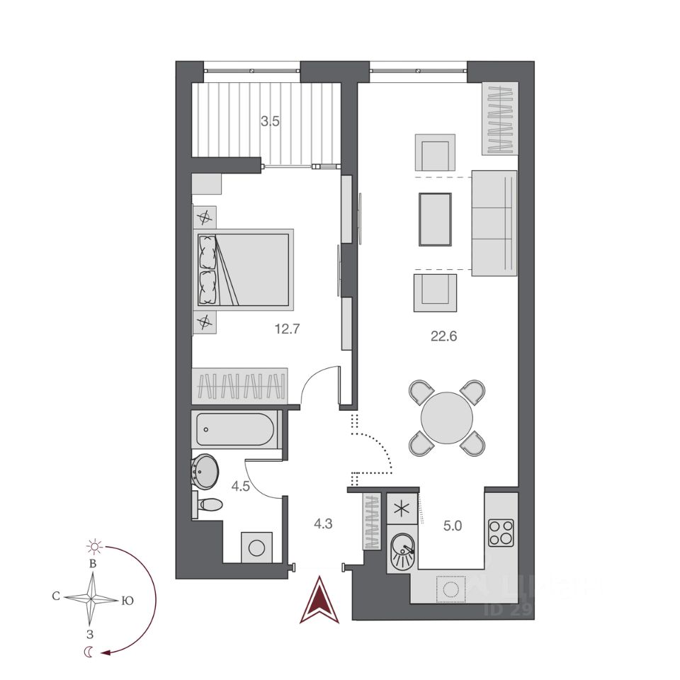 Продаю двухкомнатную квартиру 50,7м² Красный просп., 220, Новосибирск,  Новосибирская область, м. Заельцовская - база ЦИАН, объявление 297240308