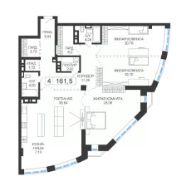 4-комн.кв., 162 м², этаж 20